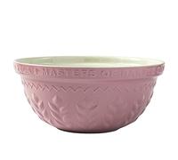 Cuenco para mezclar de gres rosa polvoriento, diseño de maíz en relieve, duradero, resistente a las astillas, horneado, 30 cm