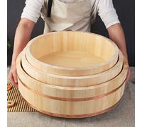 Cuenco para mezclar sushi, recipiente de mezcla de arroz de madera con diseño de bordes dorados para preparación de sushi y almacenamiento de cocina, herramienta ideal para hacer sushi para