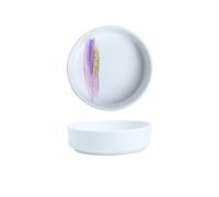 Cuenco para mojar Plato de cerámica for salsa soja, condimentos, plato redondo for el hogar, ensalada, tomate Condimento(White purple)