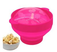 Cuenco para palomitas de maíz de aire caliente, cuenco de silicona para microondas, recipiente plegable para palomitas de maíz con tapa de flores, práctico recipiente para hacer palomitas de maíz para