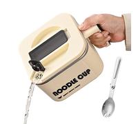 Cuenco para pasta instantánea - Olla grande de acero inoxidable con mango cuchara, recipiente de alimentos apto para microondas para sopa, pasta y , ideal para cocina, dormitorio y comidas de