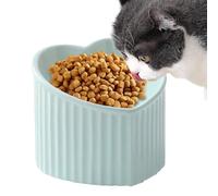 Cuenco para perros Comederos de cerámica elevados for gatos: comederos y bebederos inclinados con forma de corazón for gatos y mascotas pequeñas.(Light Green)