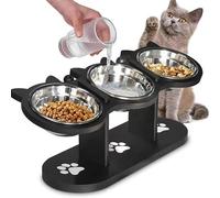 Cuenco para perros, cuenco para gatos, cuenco elevado, soporte inclinado a 15°, altura ajustable, cuenco de perro elevado con 3 cuencos de acero inoxidable, tazones elevadas para perros pequeños y
