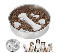 Cuenco para Perros de alimentación Lenta - Plato Antideslizante para Mascotas de 22x22x4 cm, Plato de Comida de Acero Inoxidable, diseño antiasfixia con crestas elevadas | Suministros Bloat Stop para