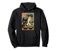 Cuenco para Ramen de Alien y Gato, Divertido diseño de Fideos japoneses OVNI Sudadera con Capucha