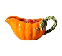 Cuenco para salsa con mango grande, jarra de calabaza con boquilla fácil de | Jarra de cerámica para crema, para aderezar leche, carne de res, carne, pavo, ensalada, boda, fiesta, cocina, reunión