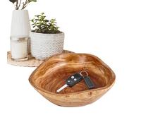 Cuenco para servir ensaladas, decoración rústica de mesa de madera natural, cuencos de almacenamiento decorativos para llaves, para aperitivos, alimentos, joyas, cocina, sala de estar, dormitorio
