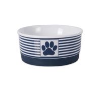 Cuenco pequeρo de cerαmica para mascotas Bone Dry Paw & Patch, 4,25 x 2"", color azul nαutico