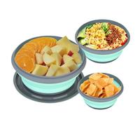 Cuenco plegable para camping, vajilla portátil de 3 unidades de silicona - recipiente redondo para caravana, picnic, accesorios para cocina y escuela al aire libre