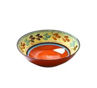 Cuenco poco profundo pintado a mano con personalidad creativa pintado a mano para postres caseros, ensalada, tono rojo, 8 pulgadas