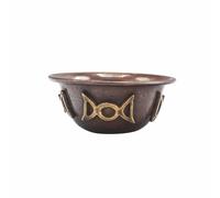 Cuenco ritual antiguo de cobre con luna triple 8x4 cm