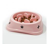 Cuenco rosa de alimentación lenta para perros, cuenco antideslizante para cachorros con divertido diseño de laberinto para una alimentación saludable y prevención de hinchazón, embalaje en caja