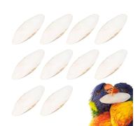 Cuenco sepia para pájaros: juego de 10 juguetes para masticar pájaros con percha, mineral natural de alta calidad | apoya dientes sanos, abrasión y actividad para pájaros, reptiles, animales pequeños