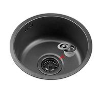Cuenco Simple Negro Redondo De 30/35/42cm Fregadero De Cocina De Acero Inoxidable 304 Empotrable (Color: Negro, Tamaño: 42cm|16.5 Pulgadas)