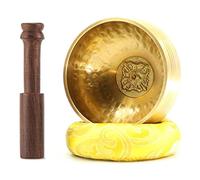 cuenco sonoro,juego de cuencos tibetanos, Cuenco de sonido de Buda de latón con calcomanía de madera y cojín de regalo