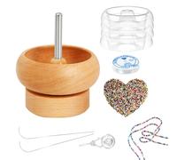 Cuenco Spinner de perlas - Fácil y rápido - 4 cuencos reemplazables | Herramientas de cuentas de madera para la fabricación de joyas, herramientas de cuentas con cuencos de cambio rápido, agujas de