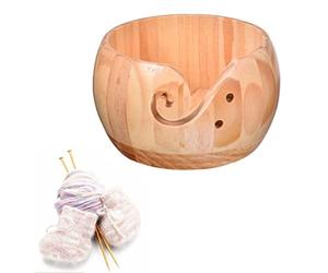 Cuenco Tejer Madera, Hecho a Mano Cuenco Hilo, con Hendidura Hilo y Agujeros Perforados, para Labores Aguja, Ganchillo, Punto, DecoracióN Hogar