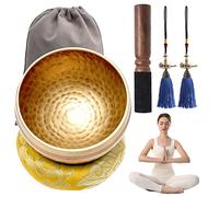 Cuenco Tibetano, 11 cm Cuenco de Meditación incl. Mazo/estera de Seda/2 Colgantes de calabaza/bolsa de Almacenamiento, Cuenco Tibetano /410 g, para Relajación Espiritual/Yoga/Meditación