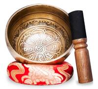 Cuenco Tibetano 7 Metales + E-Book | Cuenco Tibetano Artesanal, Hecho a Mano en Nepal + Cojín + Mazo de madera + Caja Lokta - Meditación - Curación