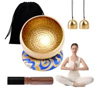 Cuenco Tibetano, 8cm Cuencos Tibetanos con cojín de madera y campana de latón, ideal para yoga, meditación y relajación