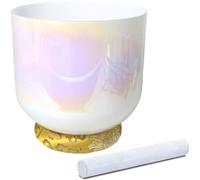 Cuenco tibetano Alchemy for yoga y meditación, cuenco curativo de sonido con golpeador de gamuza y junta tórica de tela, cuenco tibetano de cristal de chakra de cuarzo coloreado(440Hz,7 inch A Note)