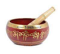 Cuenco tibetano budista con palo de madera, cuenco de meditación, musicoterapia, 12,7 cm