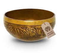 Cuenco tibetano con diseño de flor de la vida, para yoga, meditación, relajación, diámetro de 10 cm, 400 g, superficie envejecida, hecho a mano