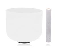 Cuenco Tibetano Cuarzo, Cuencos Tibetanos con Palos de Madera y Juntas Tóricas Base, 432-440 Hz, para Meditación, Yoga, Sanación con Sonido, 20,3 x 15,3 cm