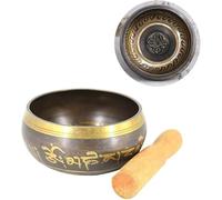 Cuenco tibetano,cuenco sonoro, Cuenco de sonido budista con mazo y cojín de seda for la curación de chakras y la atención plena mediante yoga(8cm)