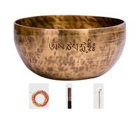 Cuenco Tibetano Cuenco tibetano budista hecho a mano, instrumento de percusión profesional, cuencos tibetanos luna llena, accesorio for meditación y yoga(20CM)