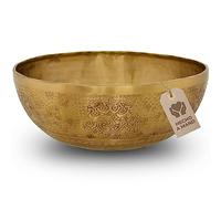 Cuenco tibetano de Avanda con grabado de la Flor de la Vida para yoga, meditación y relajación, diámetro 35 cm, 4.000 g, superficie mate, hecho a mano tradicionalmente..