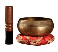Cuenco tibetano de bronce de Nepal (3 piezas/juego de 11 cm) para meditación relajante y sanadora. Juego de meditación con sonido para yoga y chakras. Regalos únicos para mujeres. Cuenco de medit