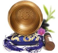 Cuenco Tibetano de Bronce Hecho a Mano en Nepal Ø11.43cm - Cojín, Mazo de Madera, Caja Lokta [Garantía Satisfacción 30 Días]