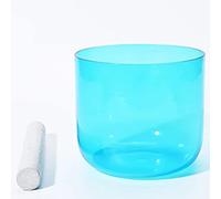 Cuenco tibetano de colores de 432 Hz con mazo Sudede y junta tórica gratuitos, cuenco de alquimia de cristal de cuarzo transparente for sanación y meditación con sonido (Color : Cyan, Size : C note