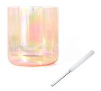 Cuenco tibetano de cristal Alchemy de 432 Hz for meditación de yoga y curación de sonido, cuenco de chakra de cuarzo con golpeador acrílico y junta tórica gratis, rosa degradado naranja ( Color : D no