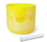 Cuenco tibetano de cristal amarillo con mazo de gamuza y junta tórica, cuenco de sonido de chakra de cuarzo transparente for meditación de yoga y liberación de presión.(440Hz,6 inch G Note)