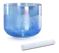Cuenco tibetano de cristal azul de 432 Hz con mazo de gamuza y junta tórica, cuenco de sonido de alquimia de luz cósmica for meditación de yoga y sanación sonora.(D note,6 inch)