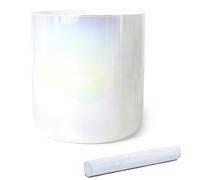 Cuenco tibetano de cristal blanco con mazo de gamuza y junta tórica, cuenco de cuarzo for chakras, meditación de yoga y liberación de presión.(440Hz,8 inch E Note)
