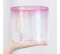 Cuenco tibetano de cristal coloreado de 432 Hz for sanación sonora y meditación de liberación de presión. Cuenco de sonido de cuarzo con mazo de gamuza y junta tórica.(E note,6 inch)