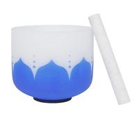 Cuenco tibetano de cristal Cuenco de cristal 8 pulgadas con nota CBDG, cuenco canto curativo sonido cuarzo esmerilado for yoga(Blue Note A)