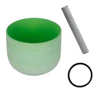 Cuenco tibetano de cristal Cuenco de cristal Nota B 8 pulgadas, cuenco canto curativo con sonido cuarzo esmerilado verde for meditación y Yoga, palo goma