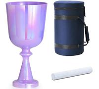 Cuenco tibetano de cristal de 432 Hz con estuche y mazo de gamuza, cuenco de sonido de cáliz del Grial for sanación sonora y equilibrio de chakras, color morado.(F Note,6 inch)