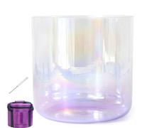 Cuenco Tibetano De Cristal De 7 Pulgadas Y 432 HZ, For Curación Con Sonido, Meditación, Oración, Reducción Del Estrés, Con Golpeador Y Junta Tórica, Estuches De Transporte Resistentes(Violet,F Note)