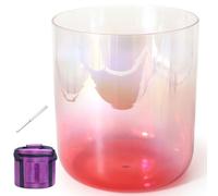 Cuenco Tibetano De Cristal De 7 Pulgadas Y 432 HZ, For Curación Con Sonido, Meditación, Oración, Reducción Del Estrés, Con Golpeador Y Junta Tórica, Estuches De Transporte Resistentes(Red,G Note)