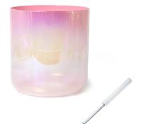 Cuenco tibetano de cristal de alquimia de color rosa melocotón degradado, cuenco de chakra de cuarzo de 432 Hz con golpeador acrílico y junta tórica gratuitos, cuenco de sonido for yoga y meditación (
