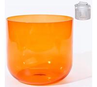 Cuenco tibetano de cristal de chakra de corazón con nota F de 8" for curación y meditación de sonido, cuenco con sonido de cuarzo transparente Alchemy con mazo de gamuza y junta tórica(432Hz,With case