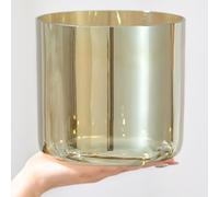 Cuenco tibetano de cristal de chakra de cuarzo coloreado con junta tórica de gamuza for meditación, sanación sonora y liberación de presión.(D note,6 inch)