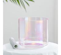 Cuenco tibetano de cristal de chakra de cuarzo de color Aurora for meditación de yoga(7inch D note,440Hz)