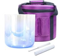 Cuenco tibetano de cristal de cuarzo con estuche de transporte, mazo de gamuza, percutor de cristal y junta tórica for meditación del chakra del equilibrio.(440Hz,6.5inch D#4)
