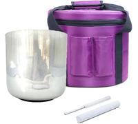 Cuenco tibetano de cristal de cuarzo de color plateado con estuche de transporte y mazos, cuenco con sonido de chakras for meditación de yoga(440Hz,8 inch D Note)